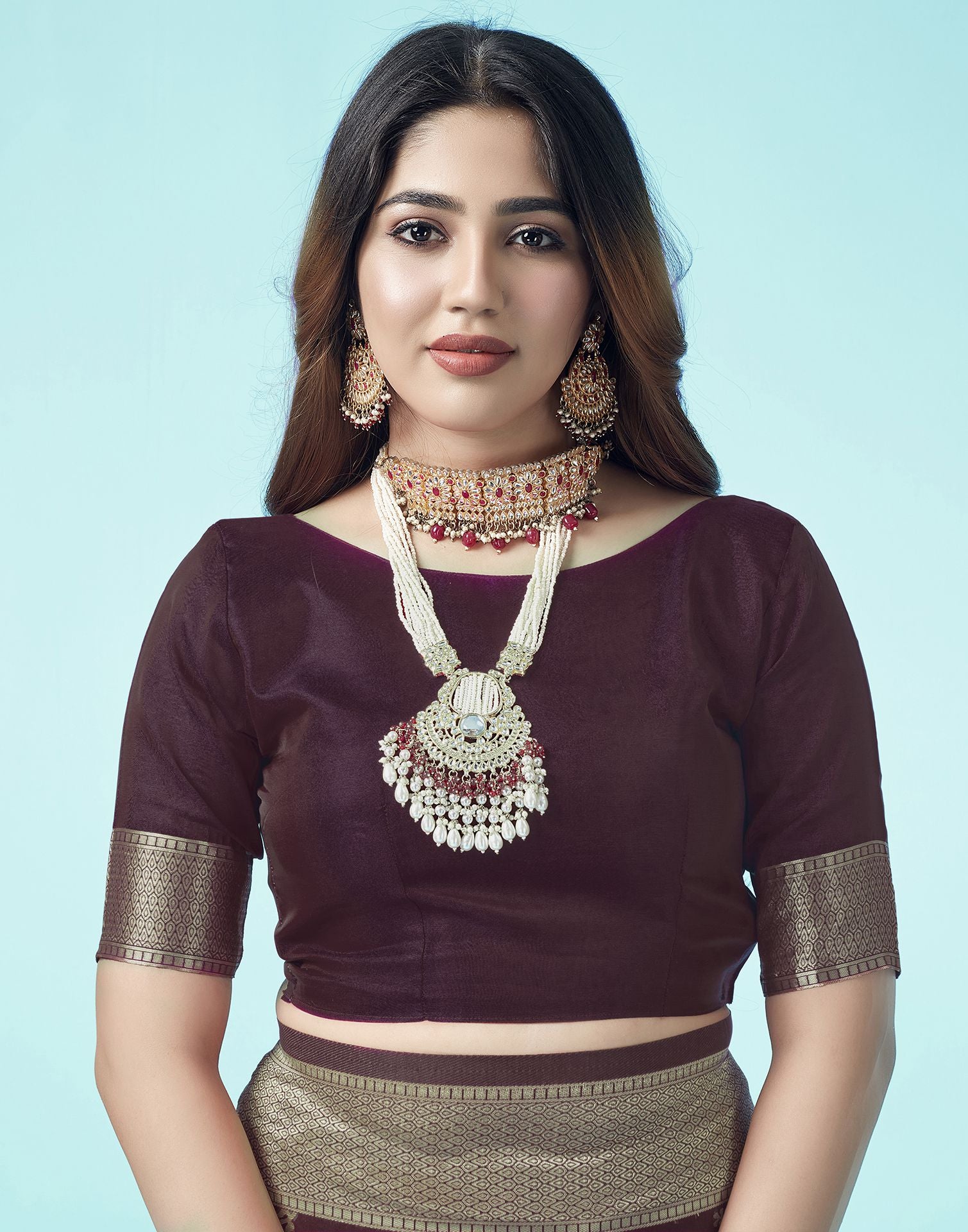 Maroon Floral Banarasi Silk Saree
