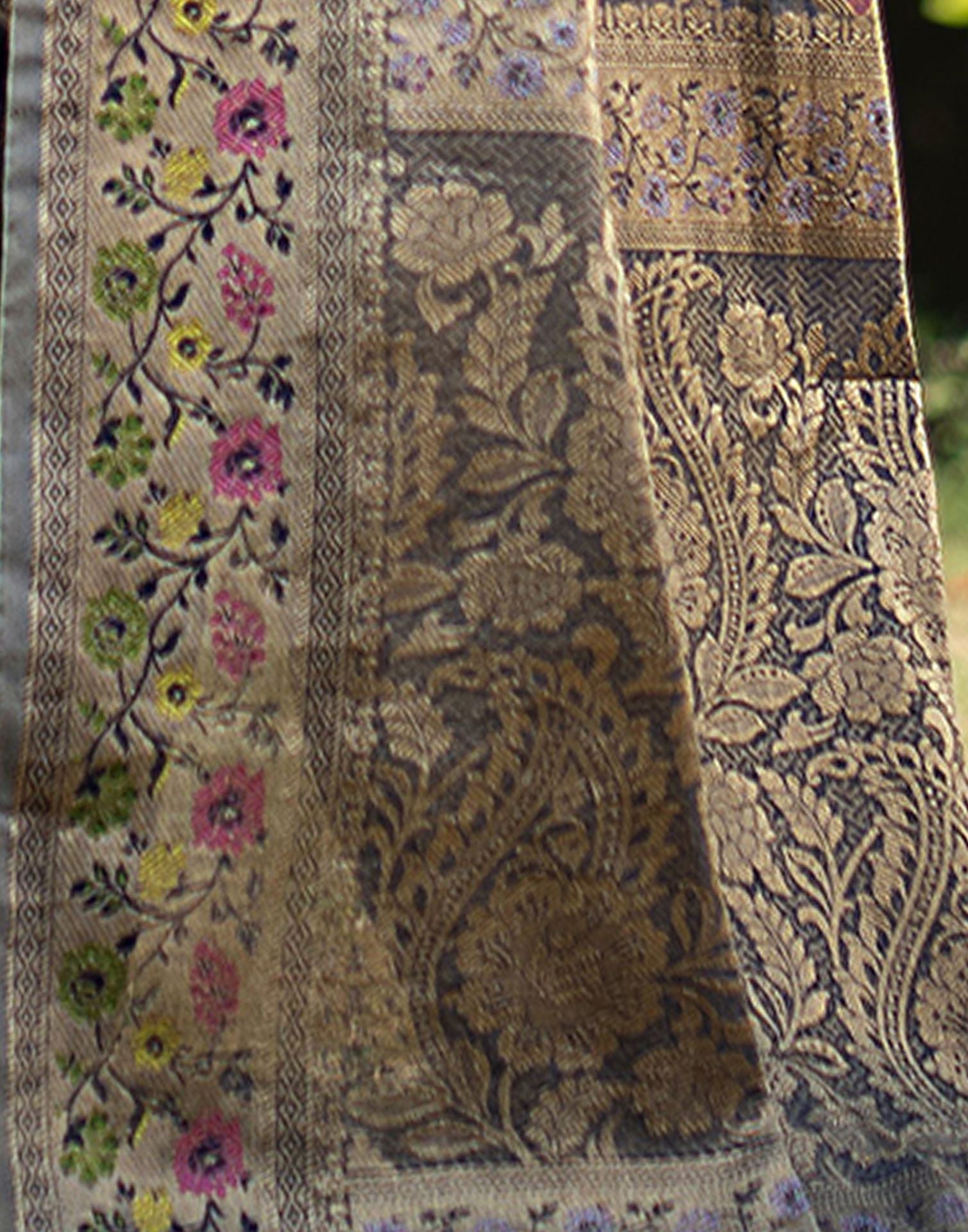 Multicoloured Jacquard Organza Saree