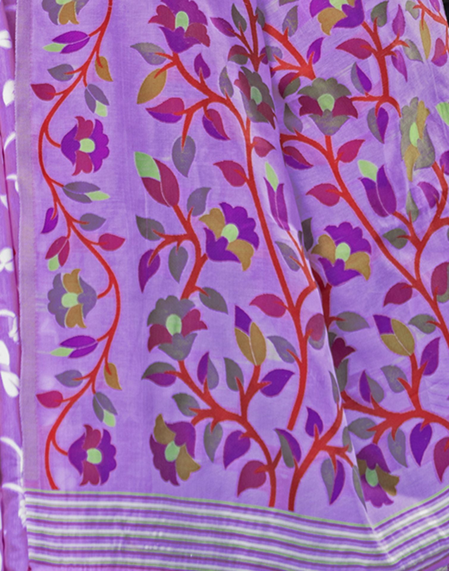 Lavender Jamdani Cotton Saree