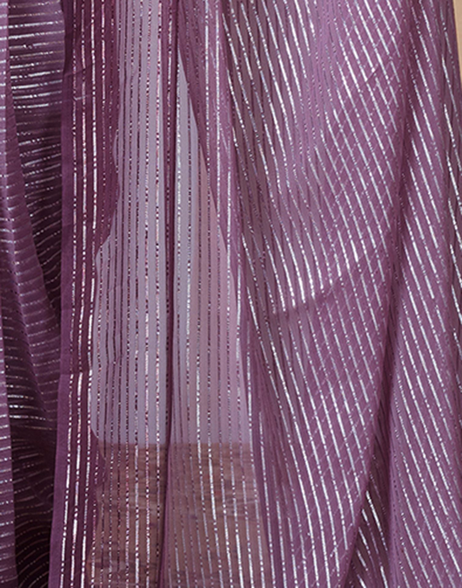 Deep Purple Georgette Plain Embellished Saree