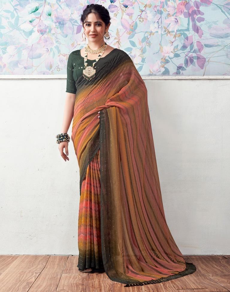 Multicoloured Georgette Printed Saree