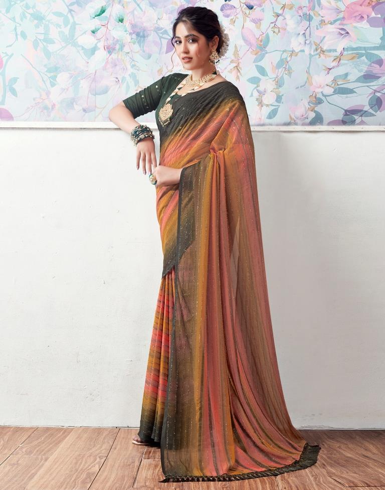 Multicoloured Georgette Printed Saree