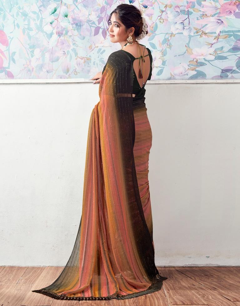 Multicoloured Georgette Printed Saree
