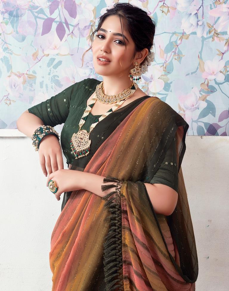 Multicoloured Georgette Printed Saree