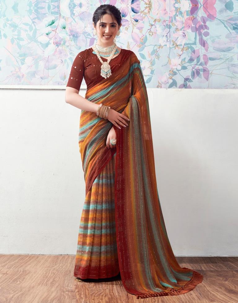 Multicoloured Georgette Printed Saree