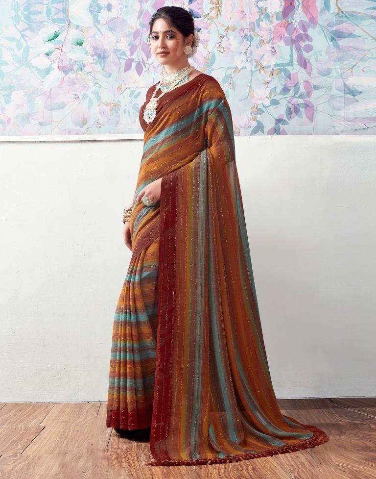 Multicoloured Georgette Printed Saree