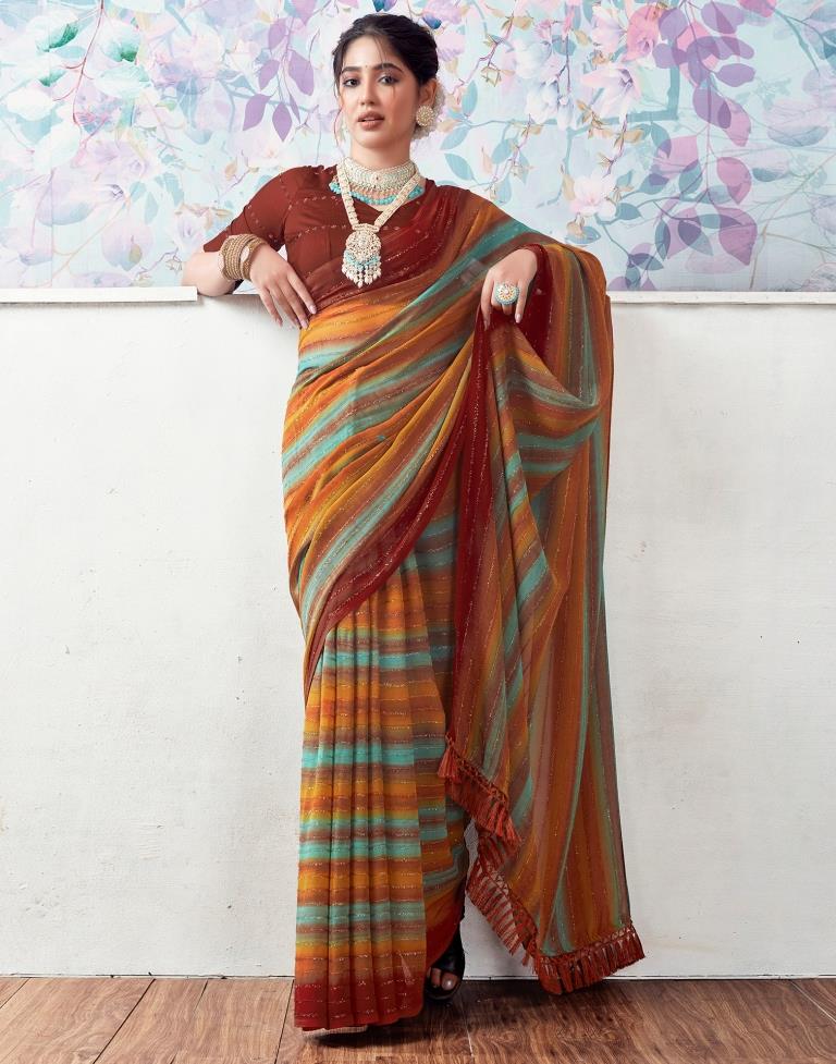 Multicoloured Georgette Printed Saree