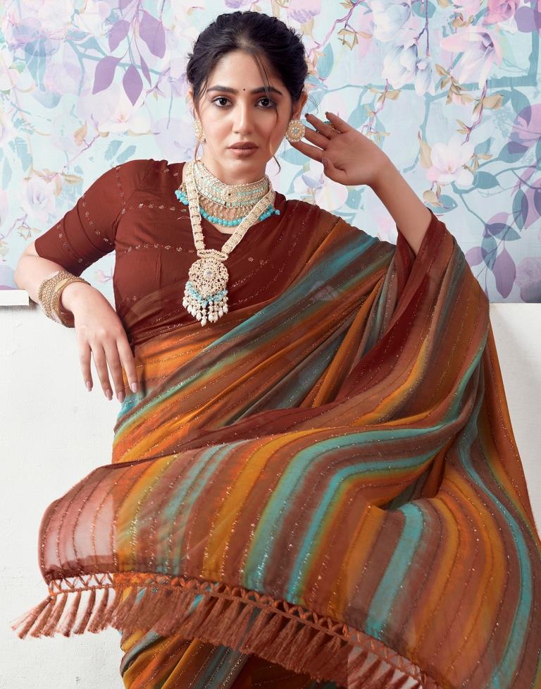 Multicoloured Georgette Printed Saree