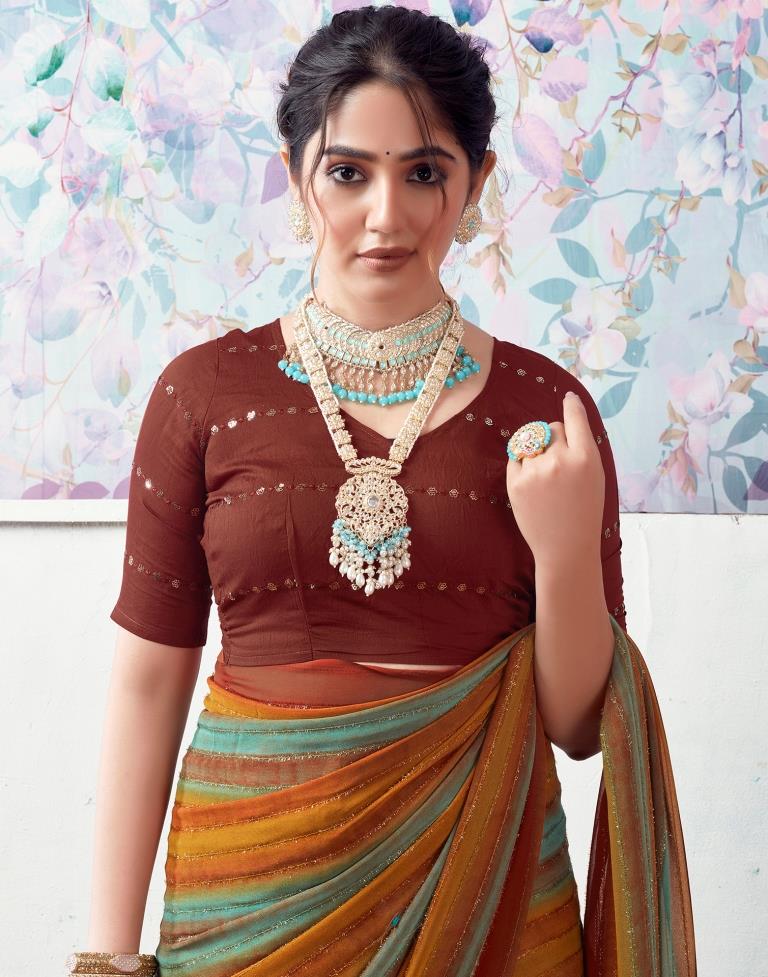 Multicoloured Georgette Printed Saree