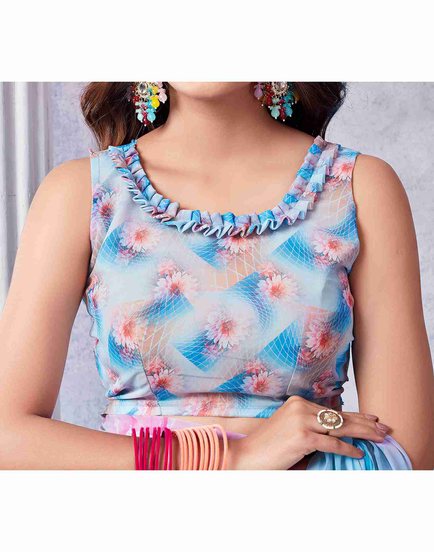 Multicoloured Georgette Printed Saree