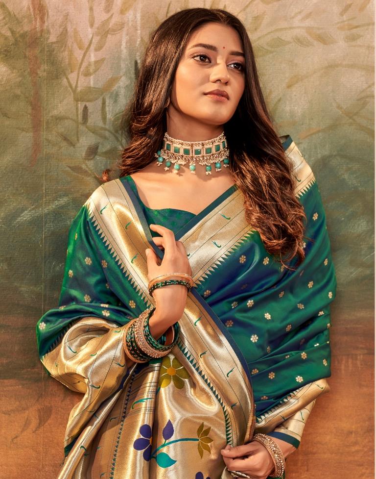 Rama Green Silk Woven Paithani Saree