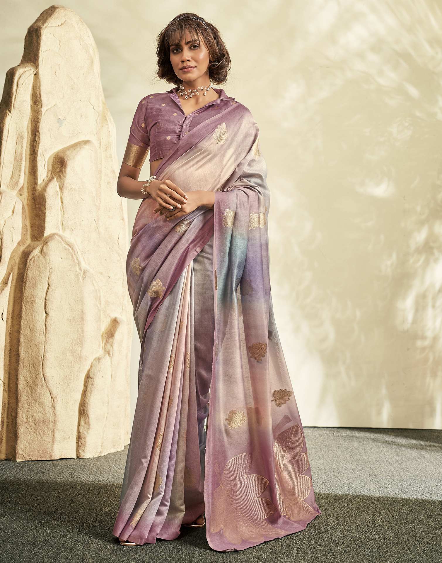 Dusty Pink Jacquard Cotton Saree