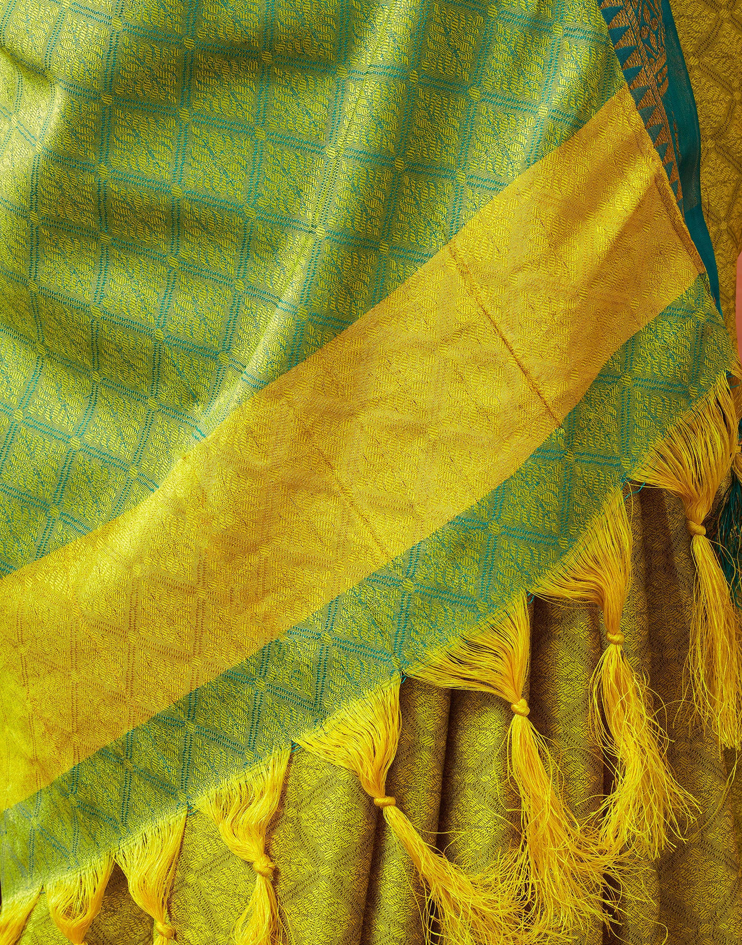 Lime Green Silk Woven Kanjivaram Saree