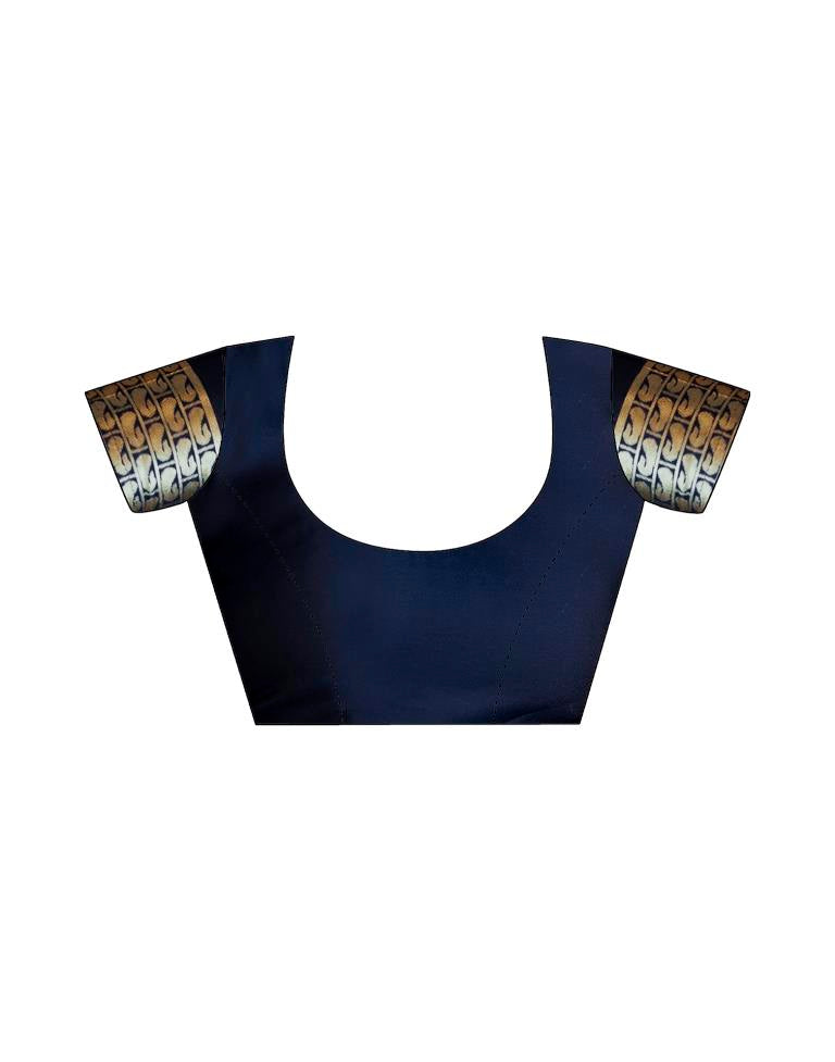 Navy Blue Banarasi Silk Saree