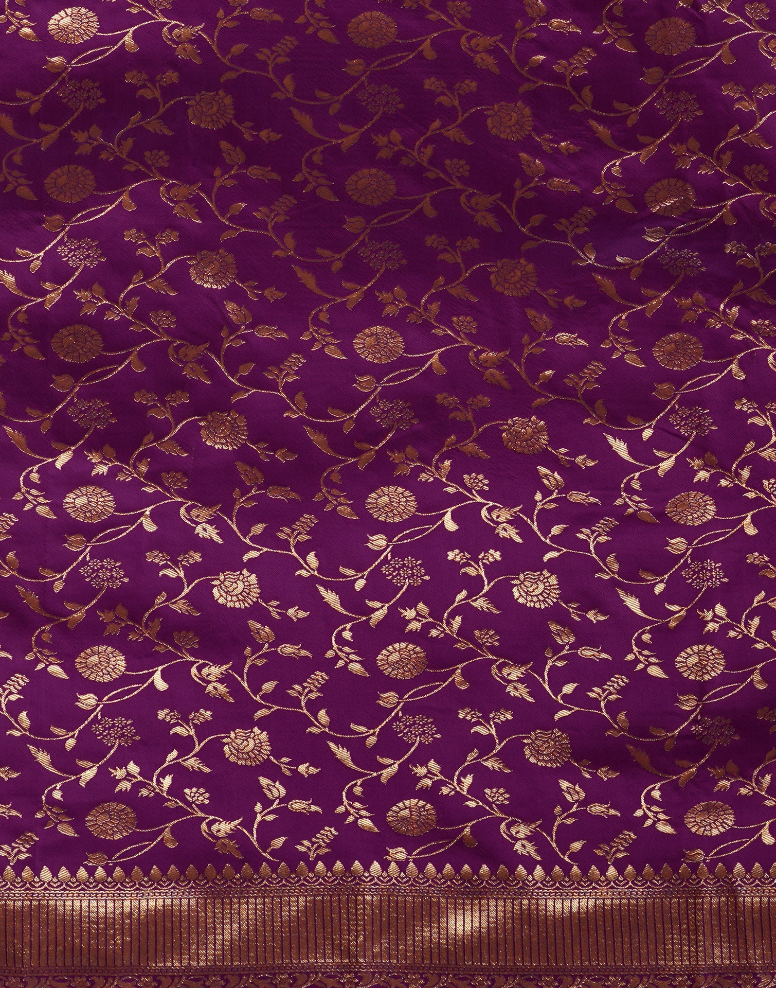 Dark Purple Silk Plain Banarasi Saree