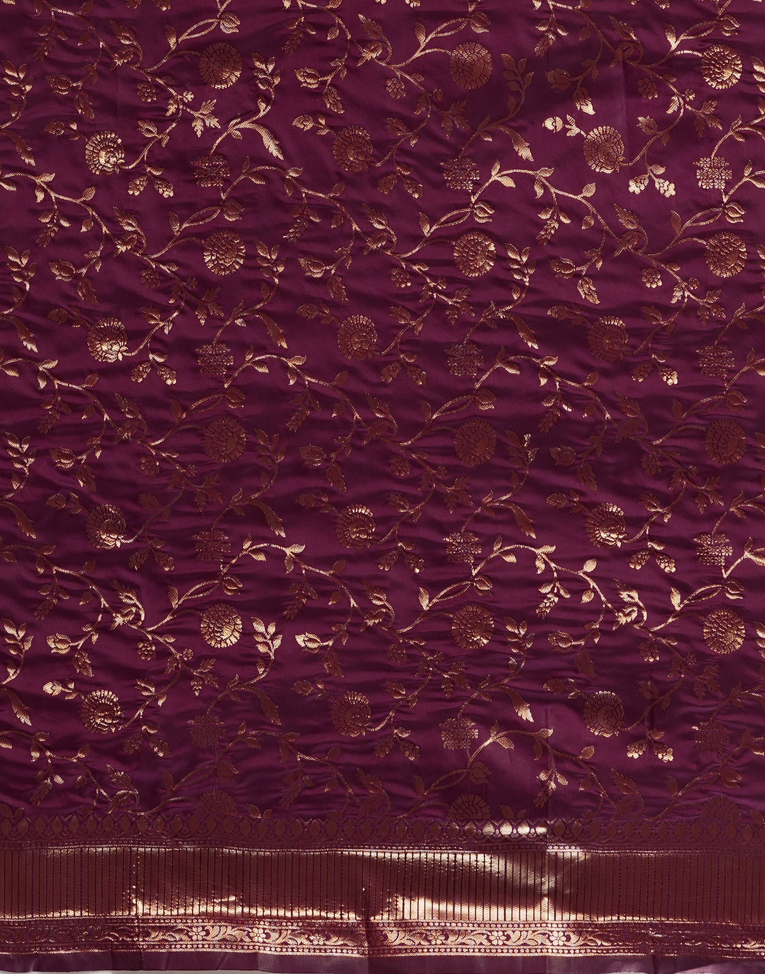 Dark Maroon Silk Woven Banarasi Saree