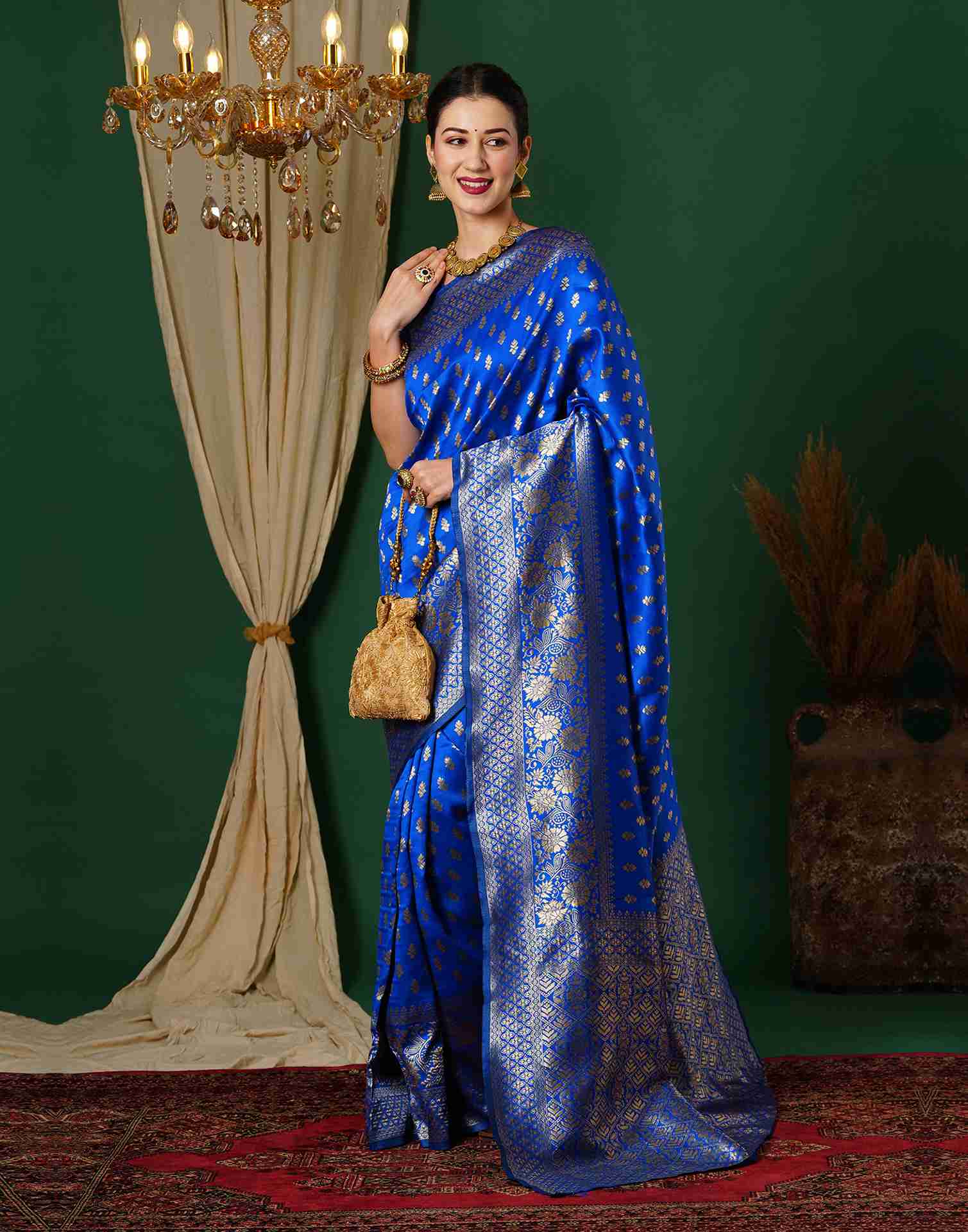 Royal Blue Silk Woven Banarasi Saree