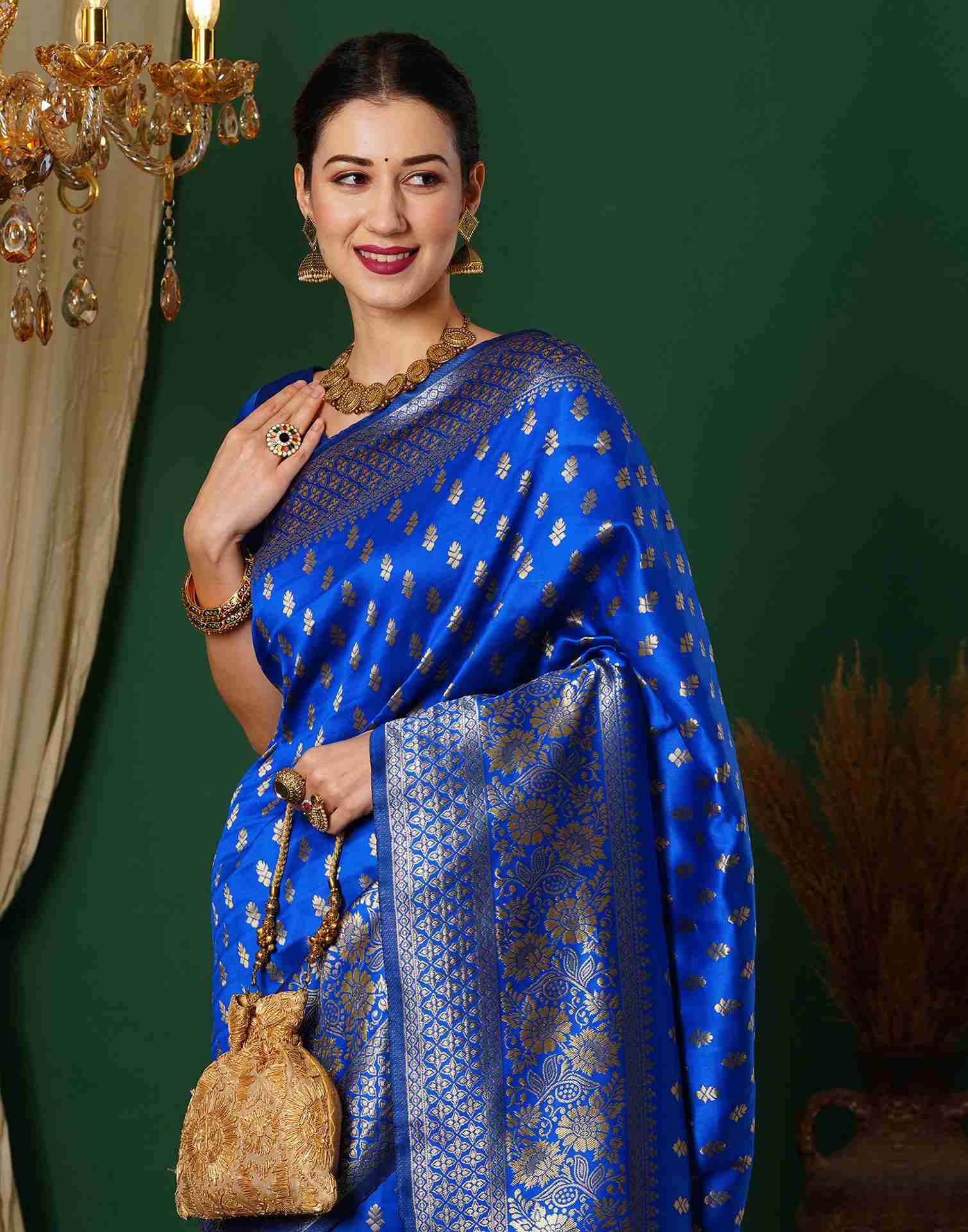 Royal Blue Silk Woven Banarasi Saree