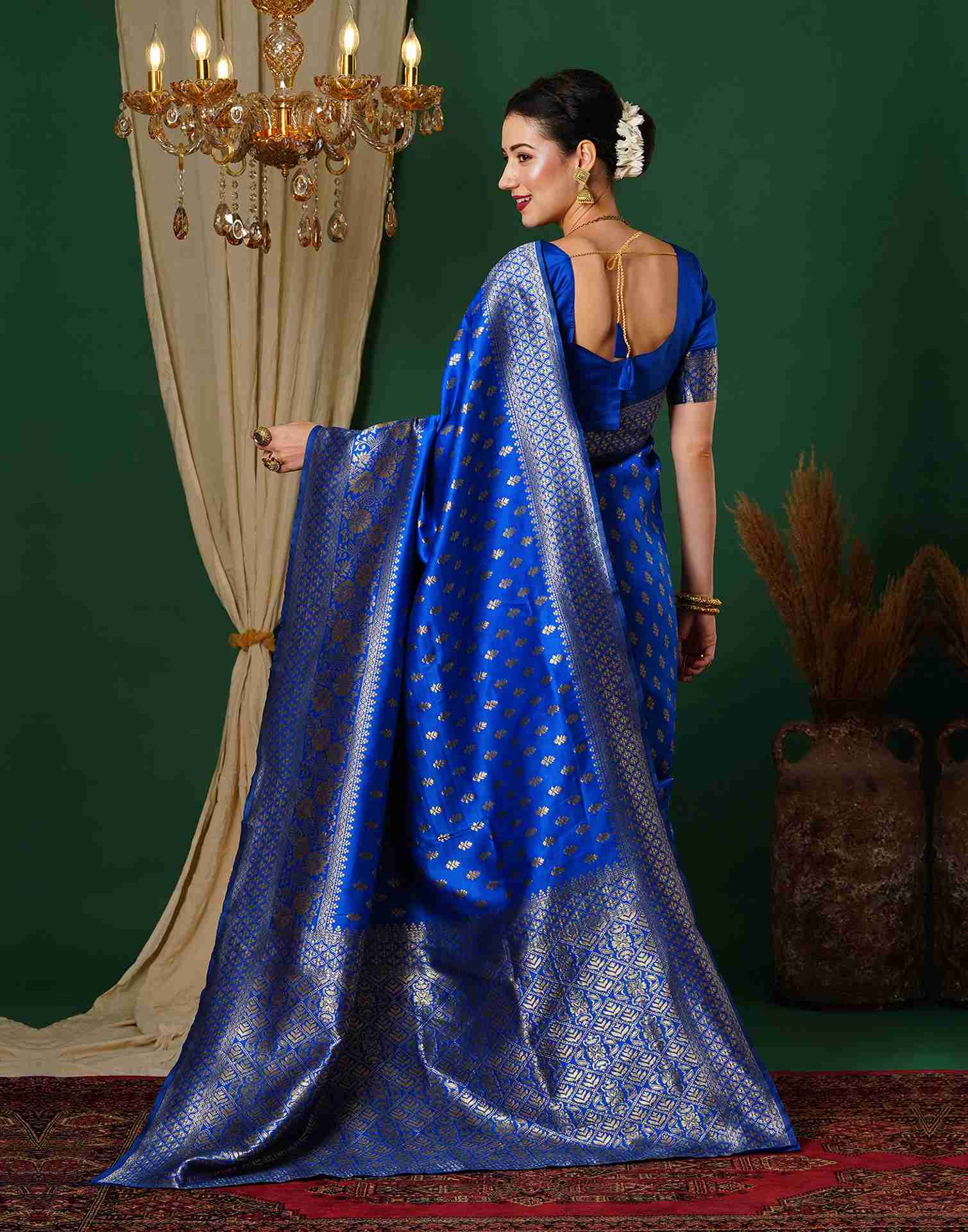 Royal Blue Silk Woven Banarasi Saree