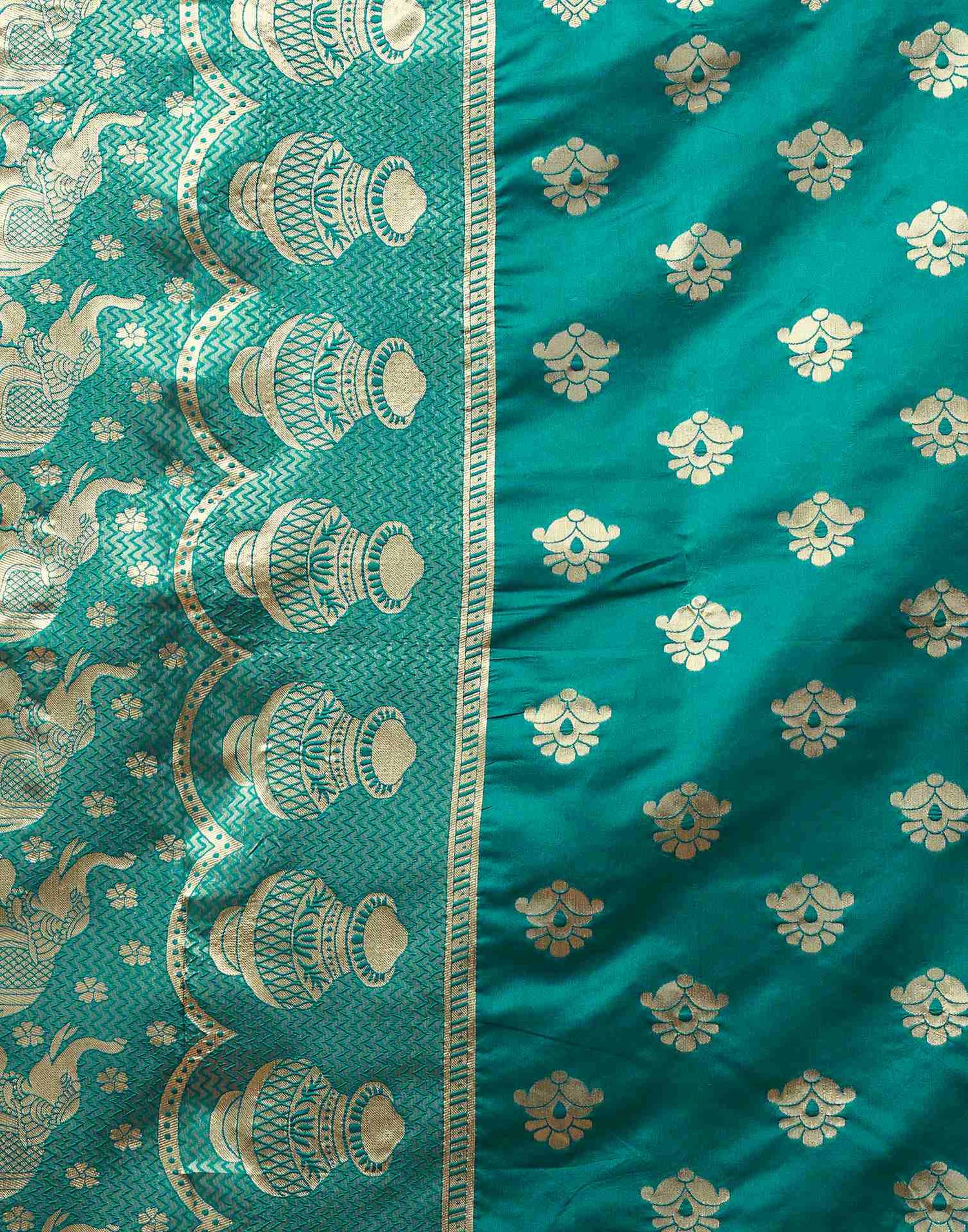 Turquoies Silk Woven Banarasi Saree