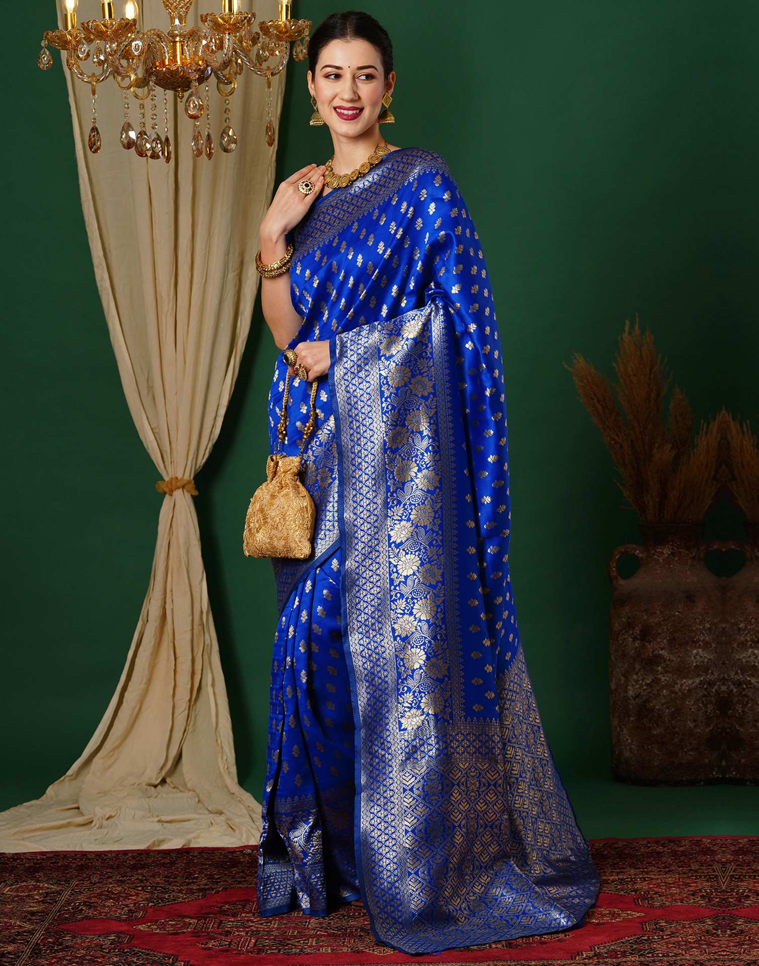Blue Silk Woven Banarasi Saree