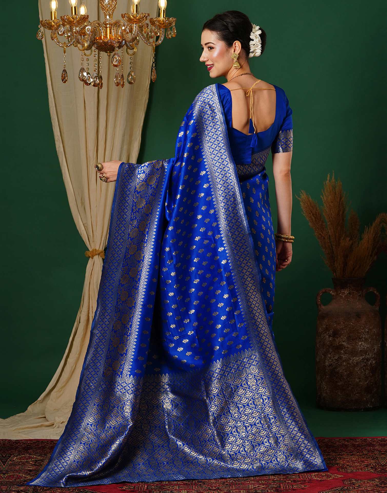 Blue Silk Woven Banarasi Saree