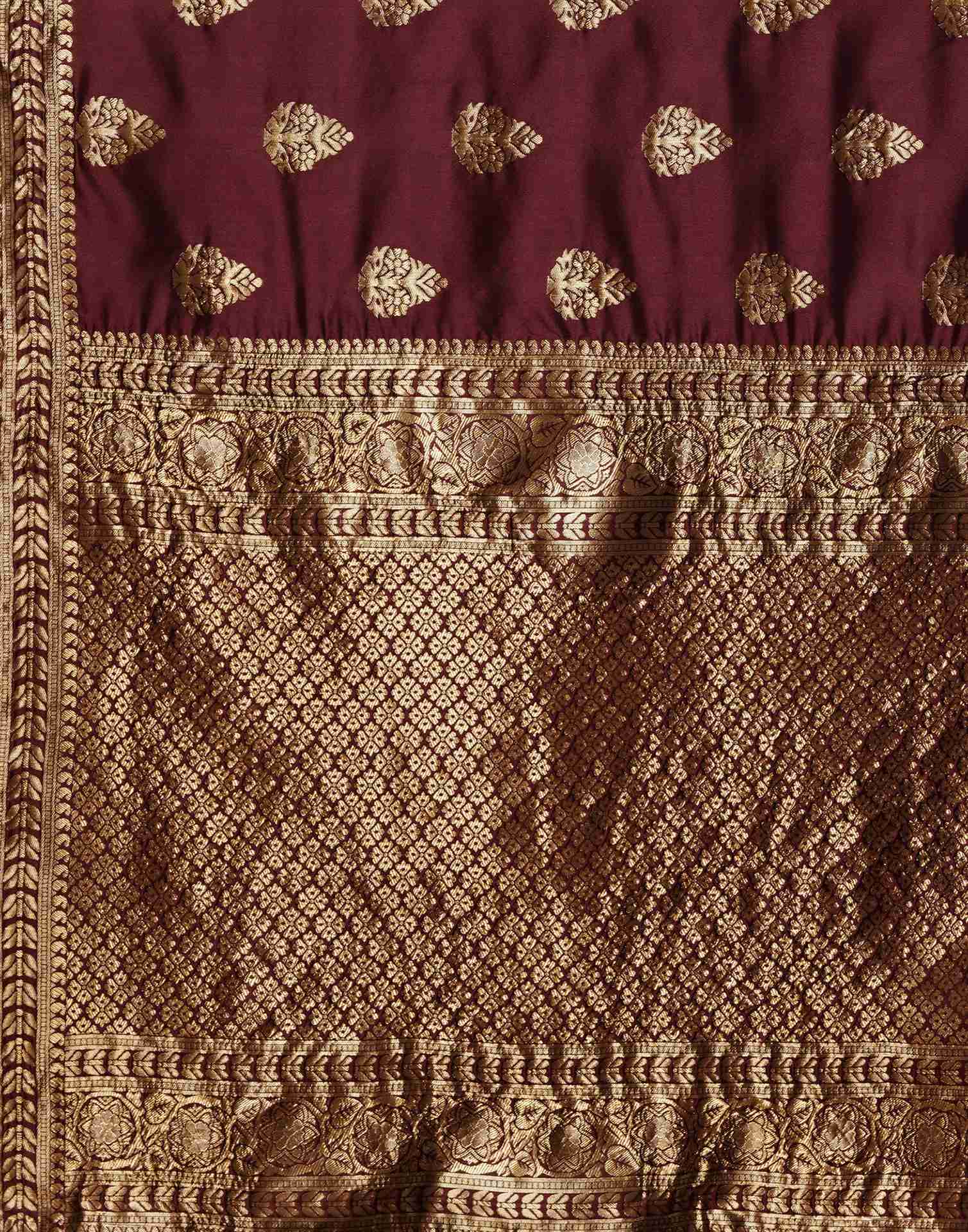 Maroon Jacquard Silk Saree