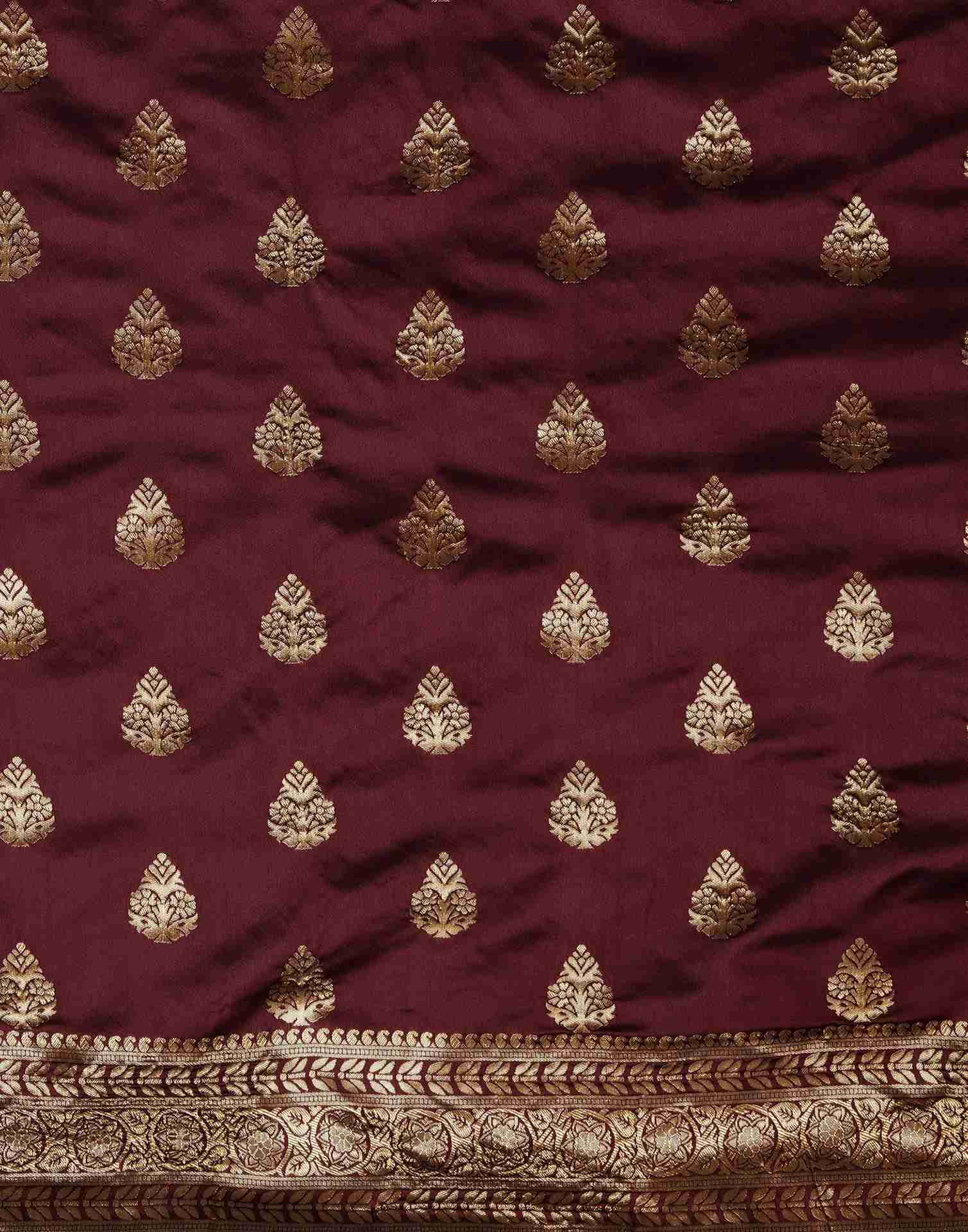 Maroon Jacquard Silk Saree