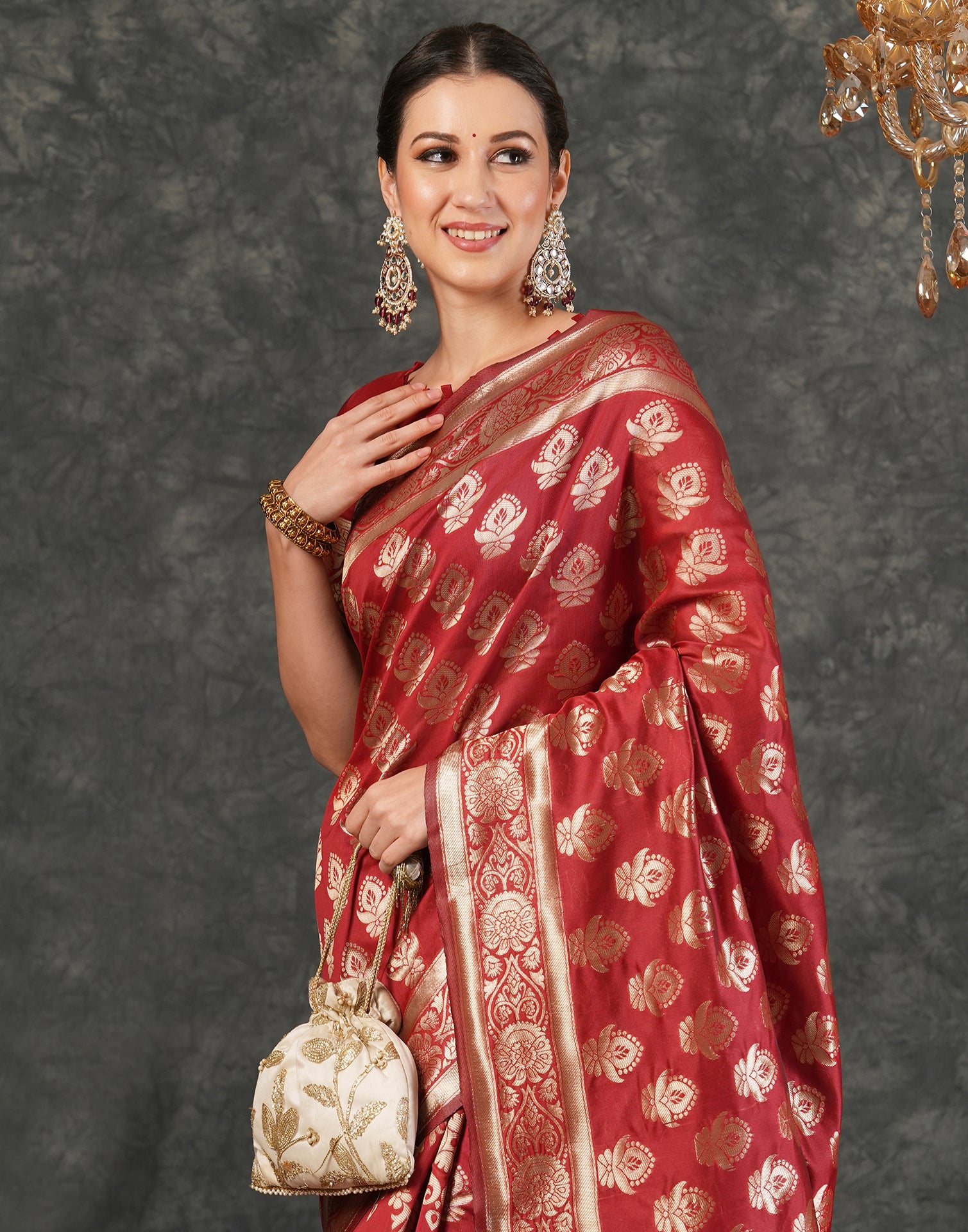 Red Silk Woven Banarasi Saree
