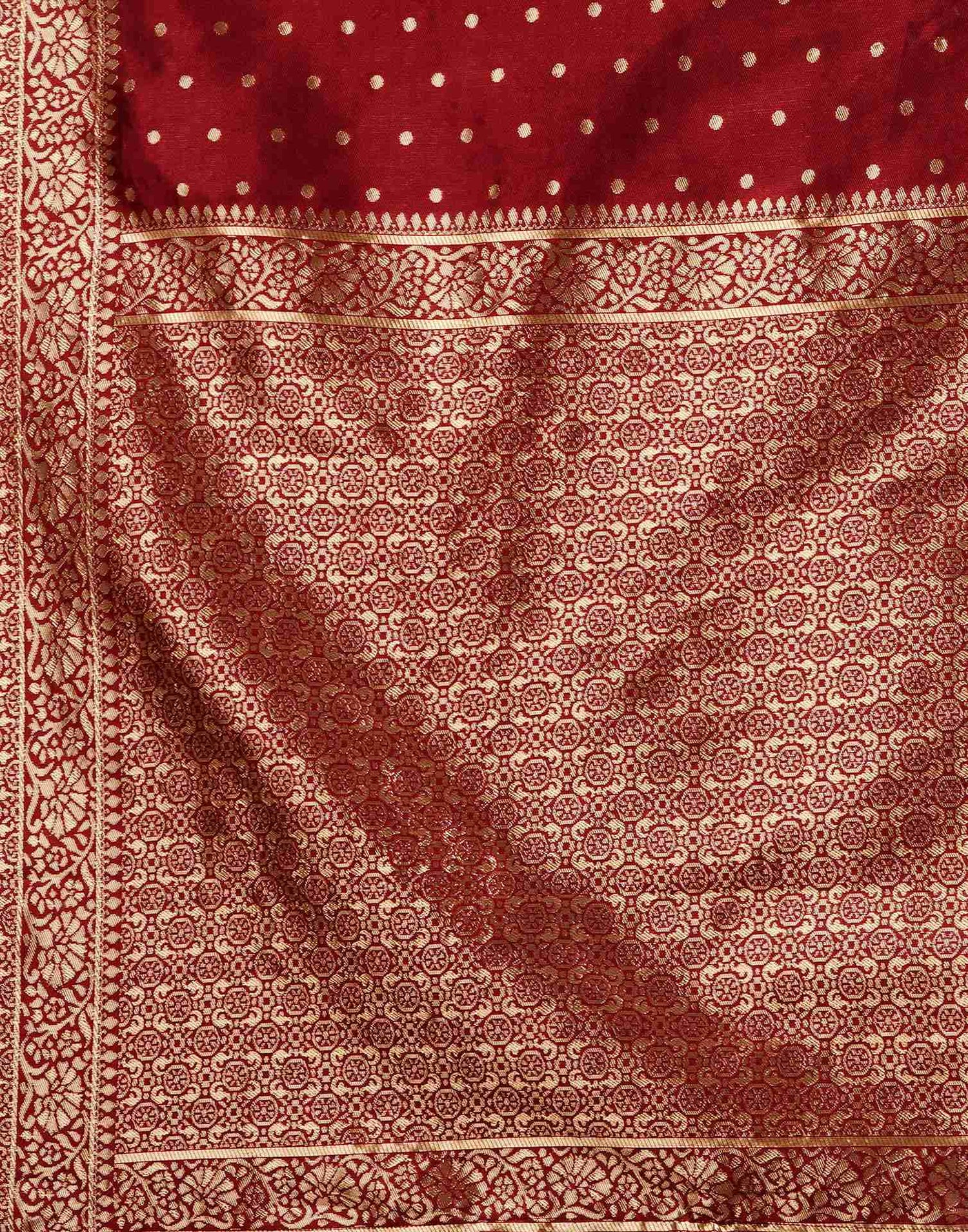 Maroon Silk Woven Banarasi Saree