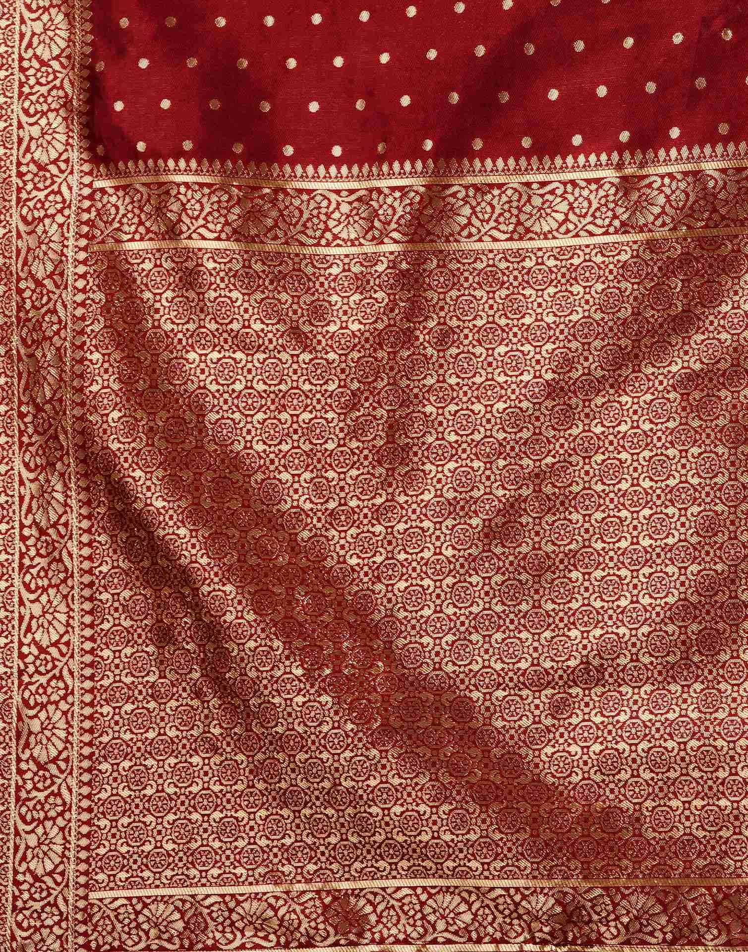 Maroon Silk Woven Banarasi Saree