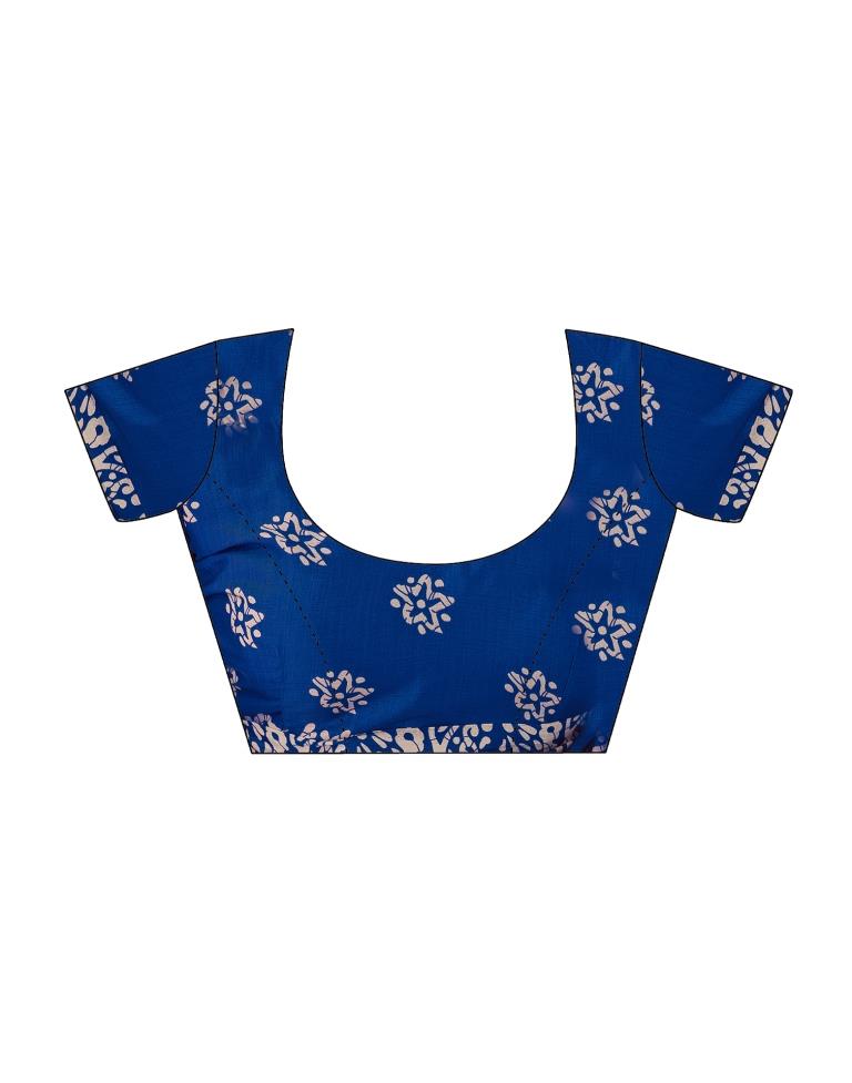Dark Blue Vichitra Silk Printed Saree