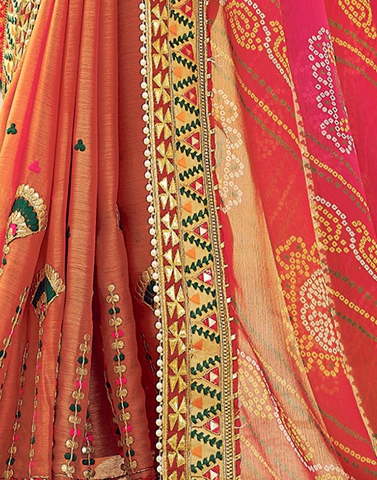 Dusty Red Chiffon Printed Saree