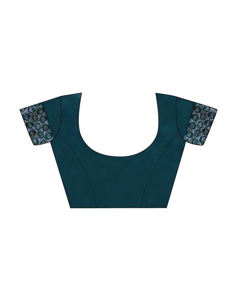 Sea Blue Georgette Stone Work Swarovski Saree