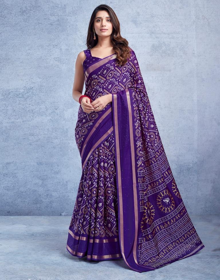 Violet Dola Silk Printed Saree