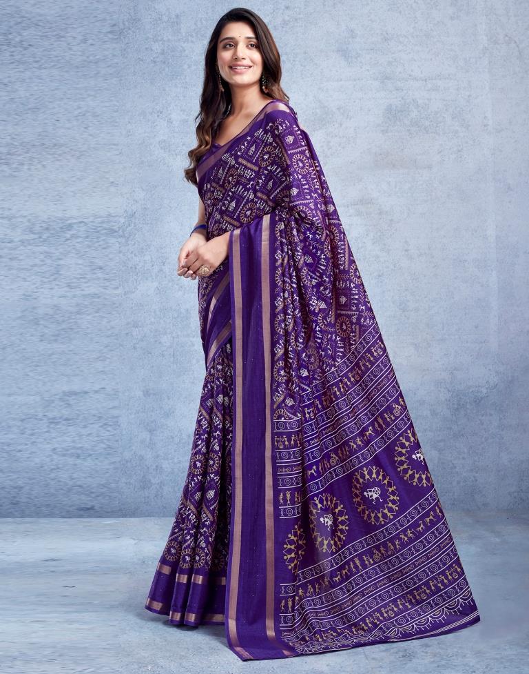 Violet Dola Silk Printed Saree