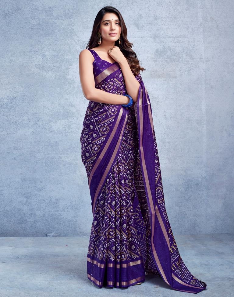 Violet Dola Silk Printed Saree