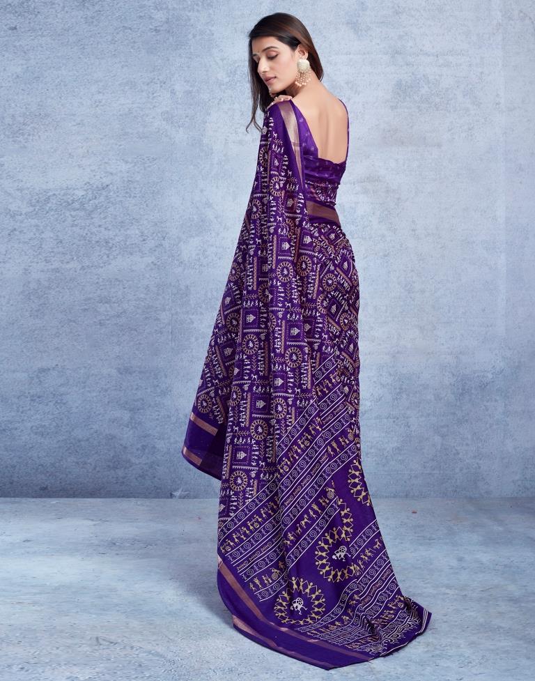 Violet Dola Silk Printed Saree
