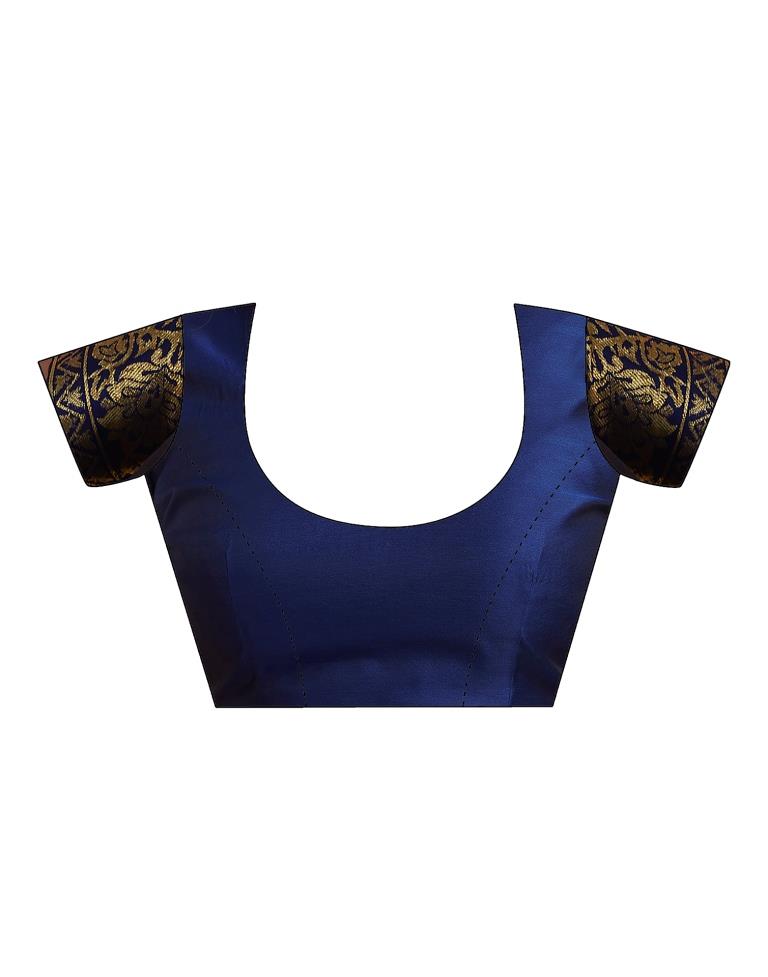 Navy Blue Silk Woven Banarasi Saree
