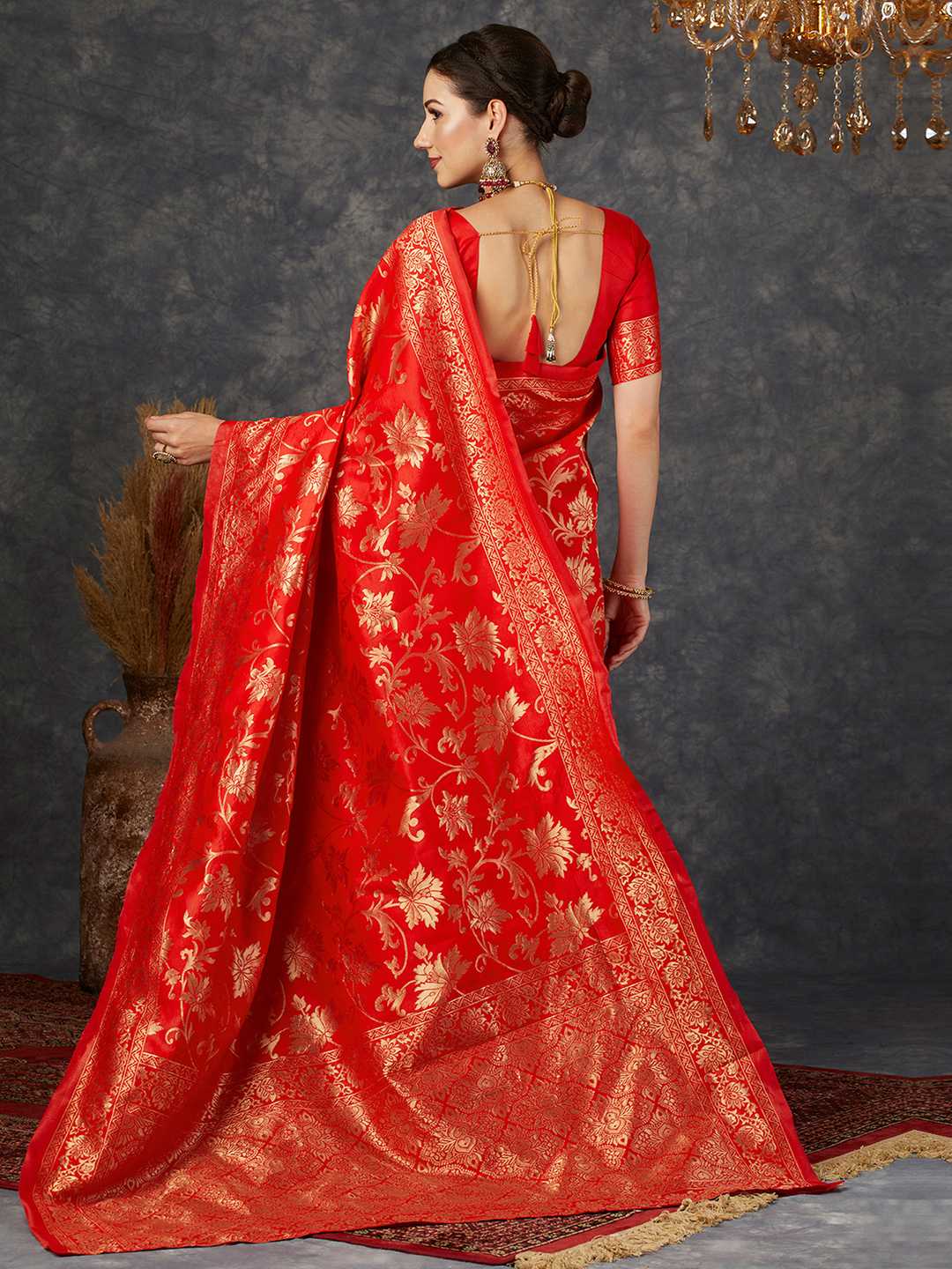 Red Silk Woven Banarasi Saree