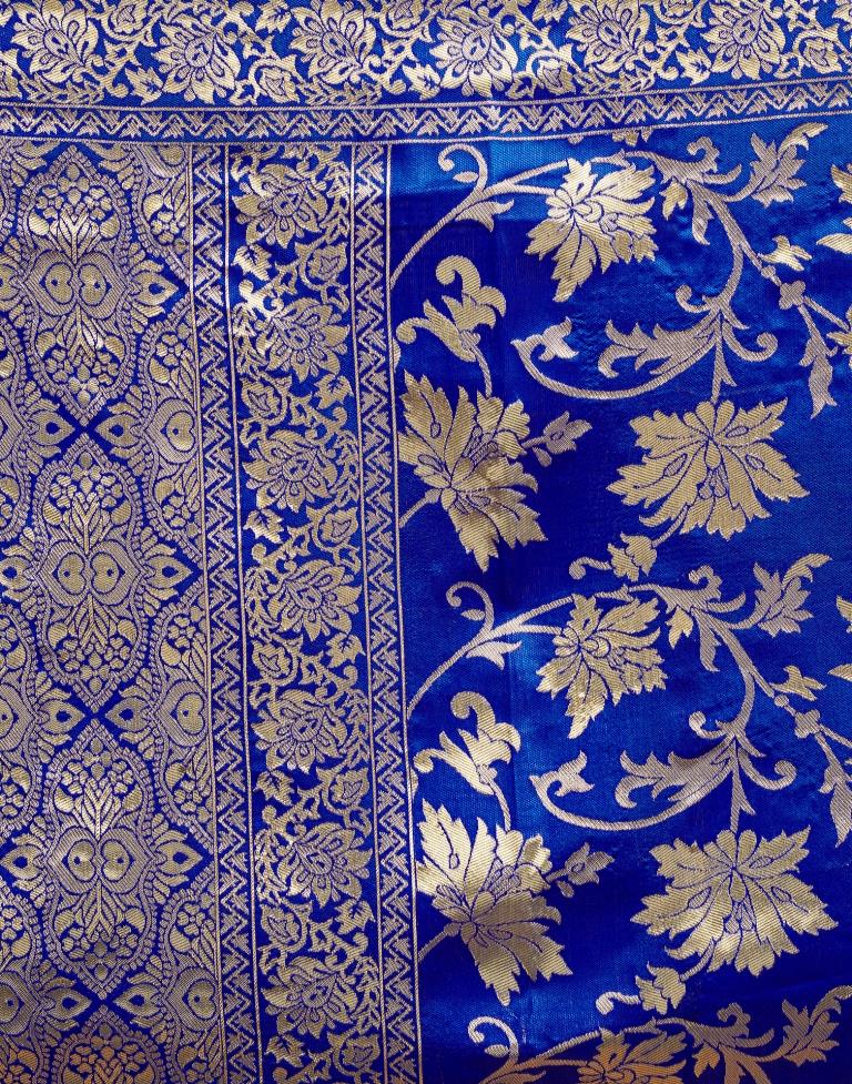 Dark Blue Silk Woven Banarasi Saree