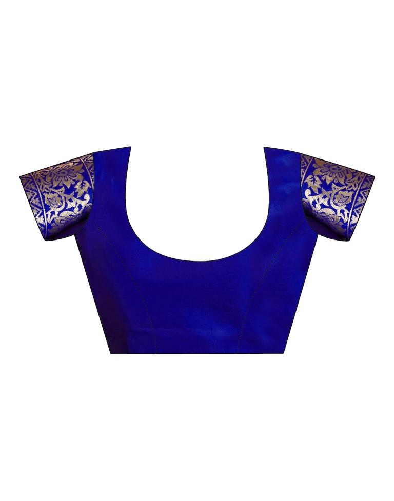 Dark Blue Silk Woven Banarasi Saree