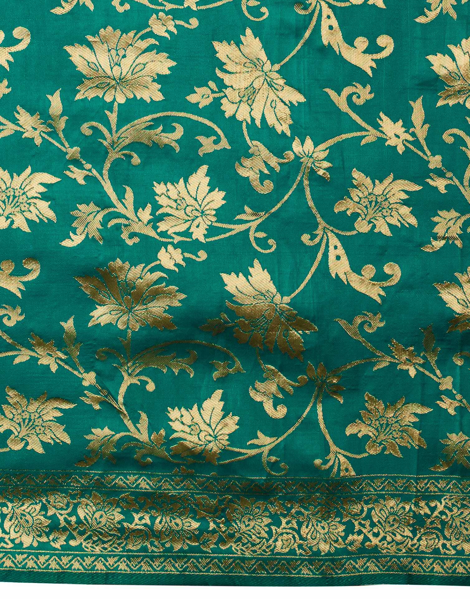 Teal Green Silk Woven Banarasi Saree