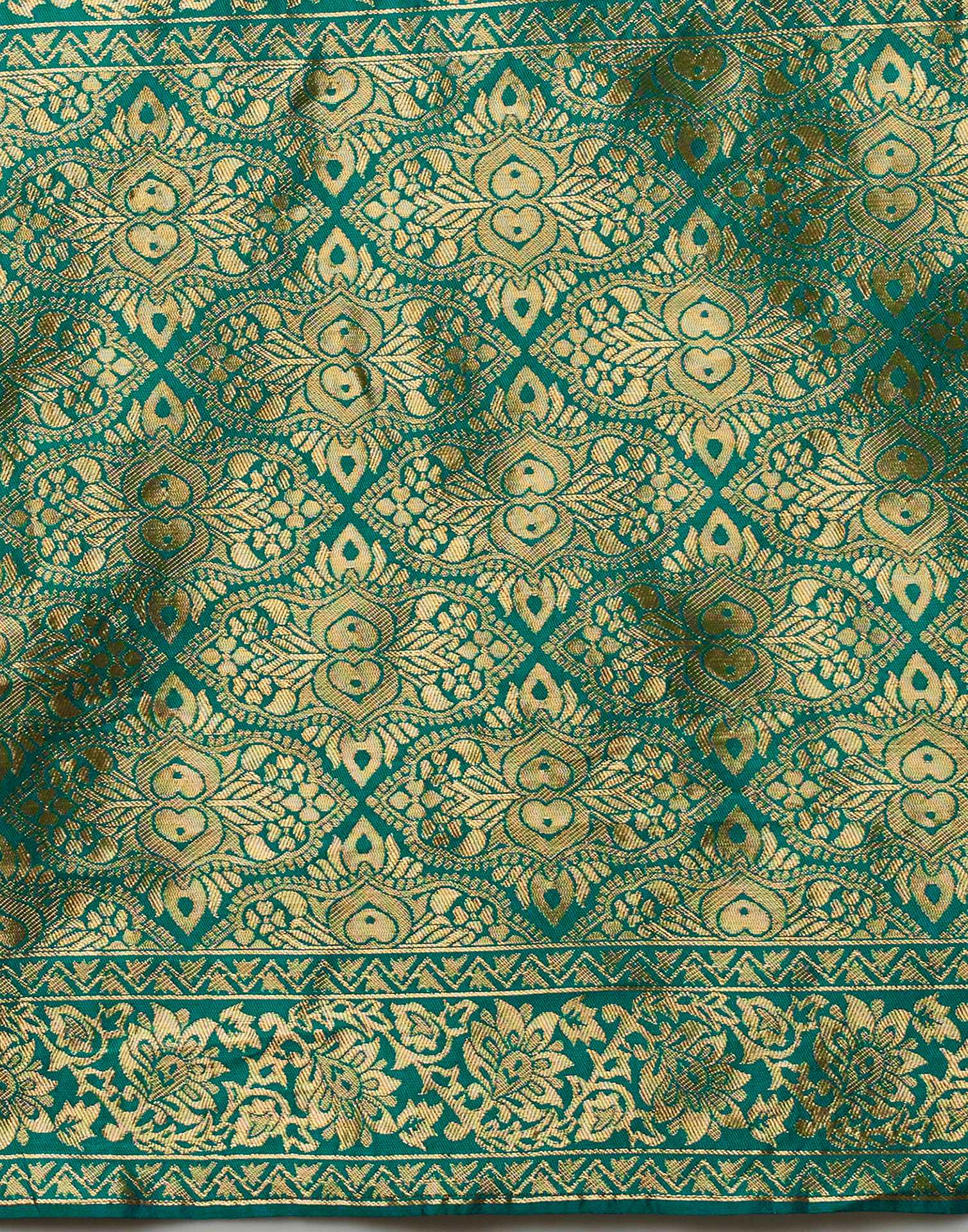 Teal Green Silk Woven Banarasi Saree