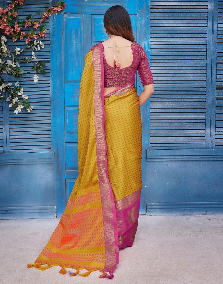 Orange Silk Woven Saree