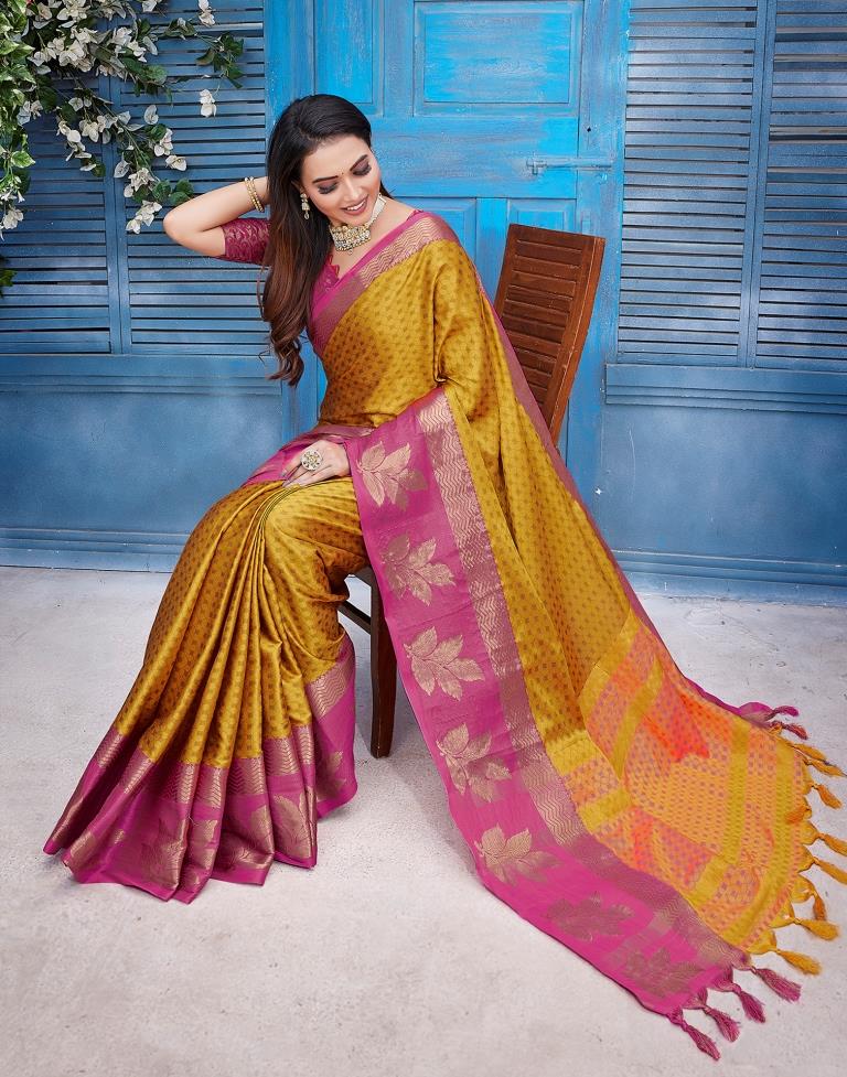 Orange Silk Woven Saree