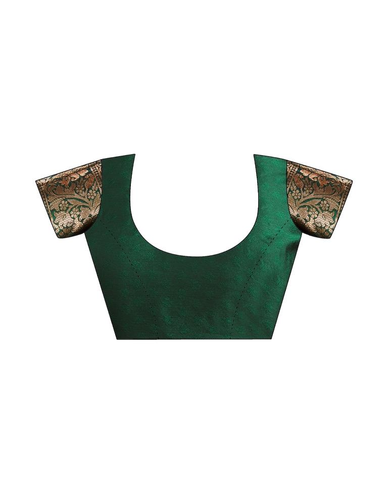 Dark Green Silk Woven Banarasi Saree
