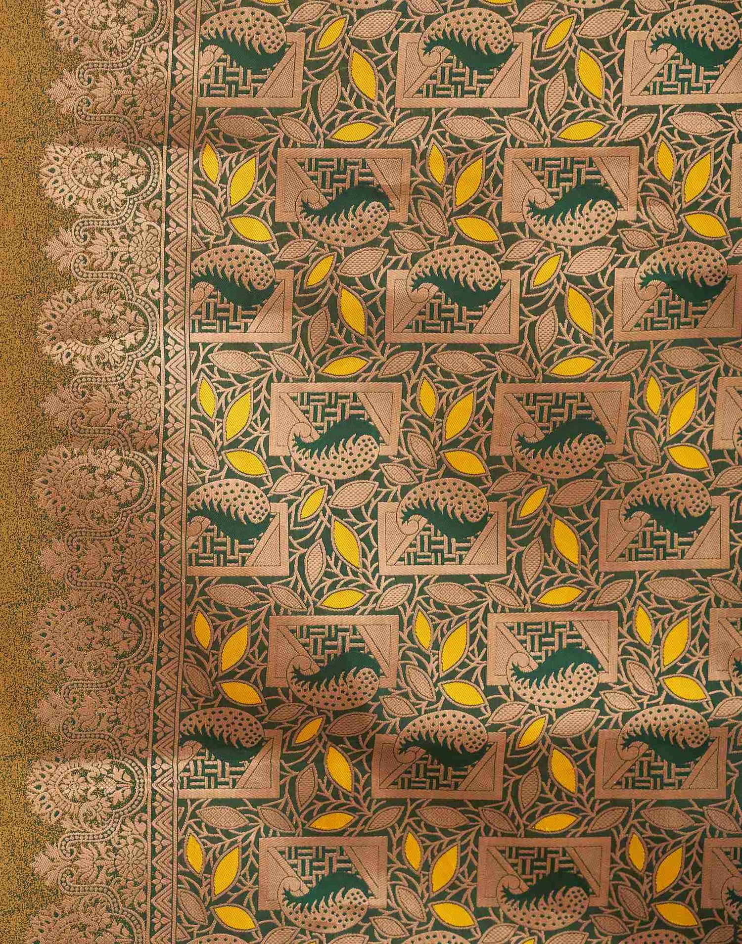 Yellow Silk Woven Saree