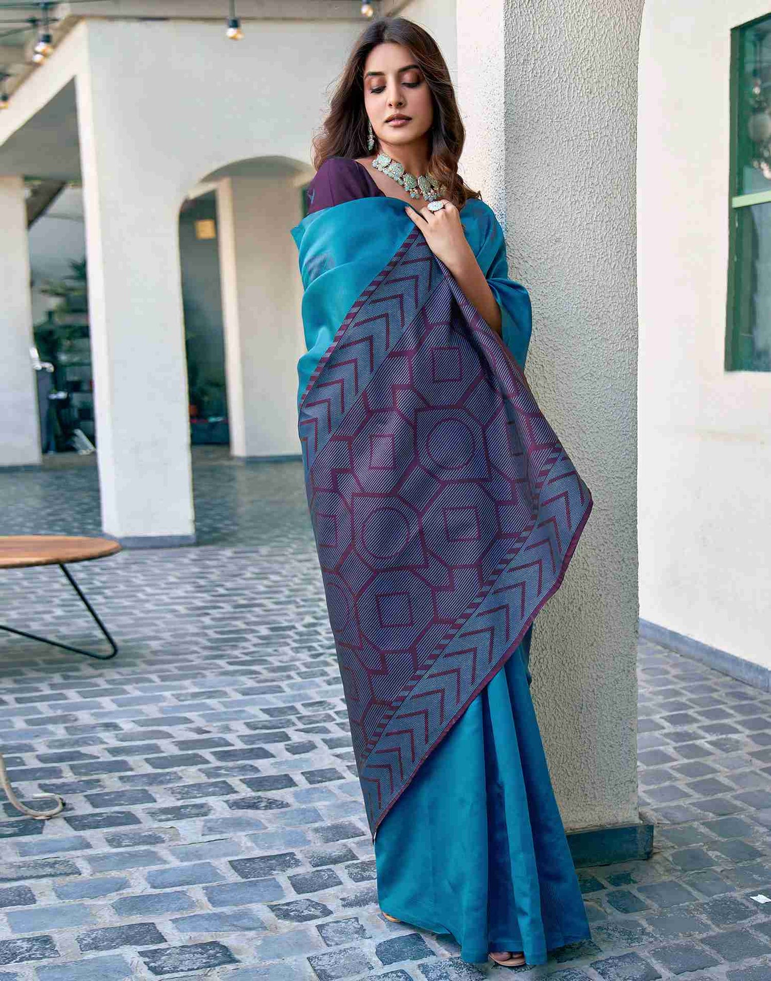 Blue Silk Woven Saree