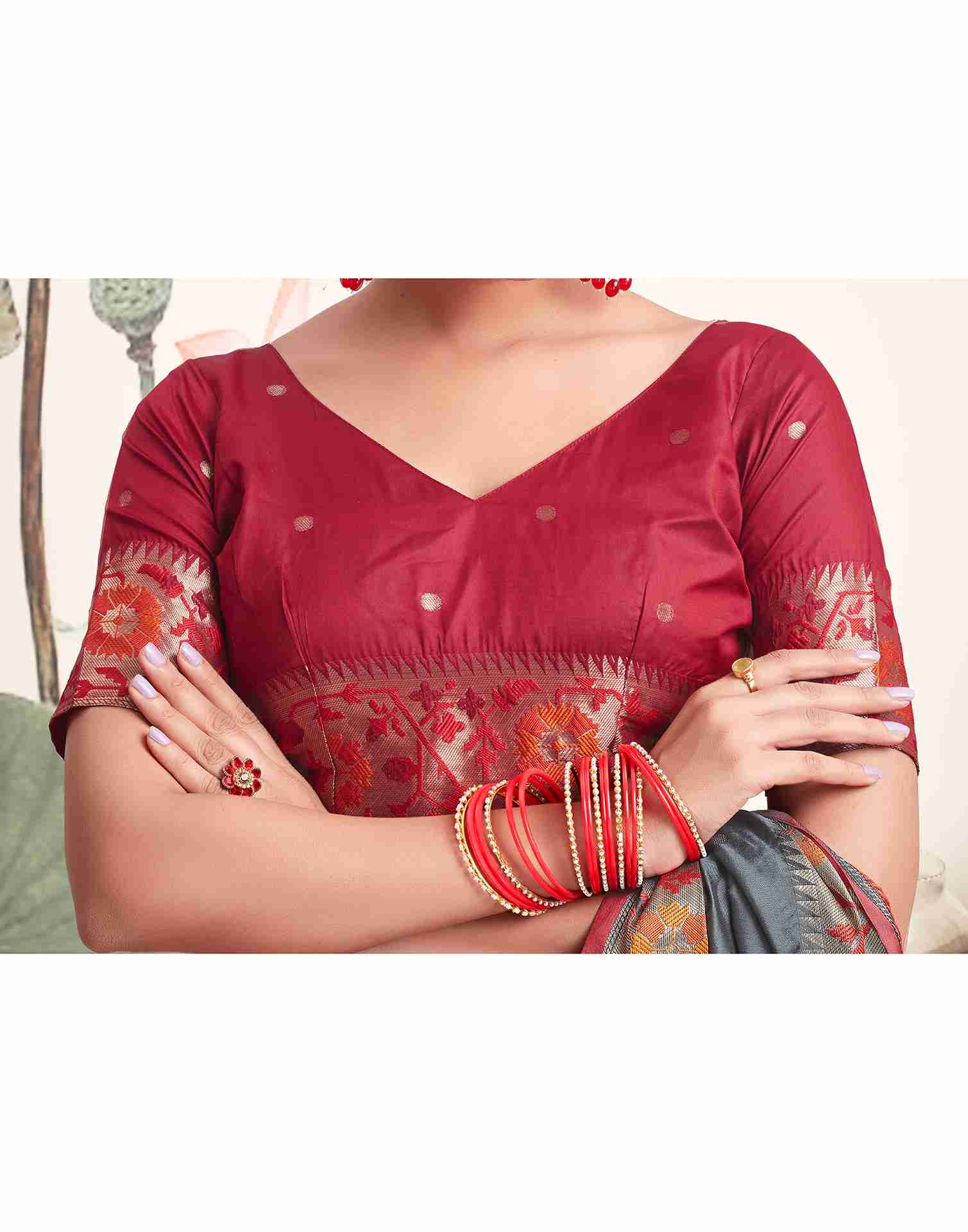 Grey Silk Woven Paithani Saree